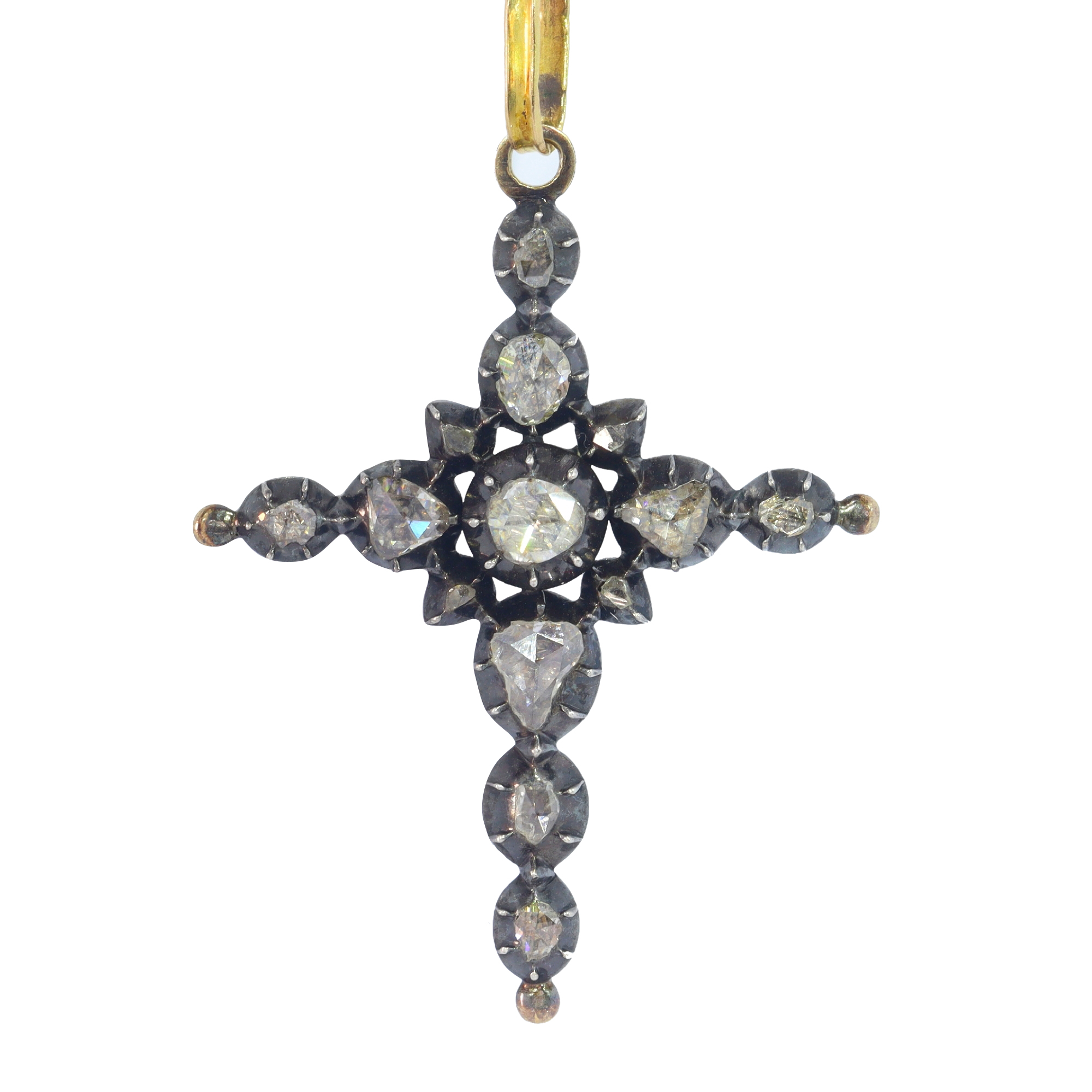 Antique Victorian rose cut diamond cross pendant